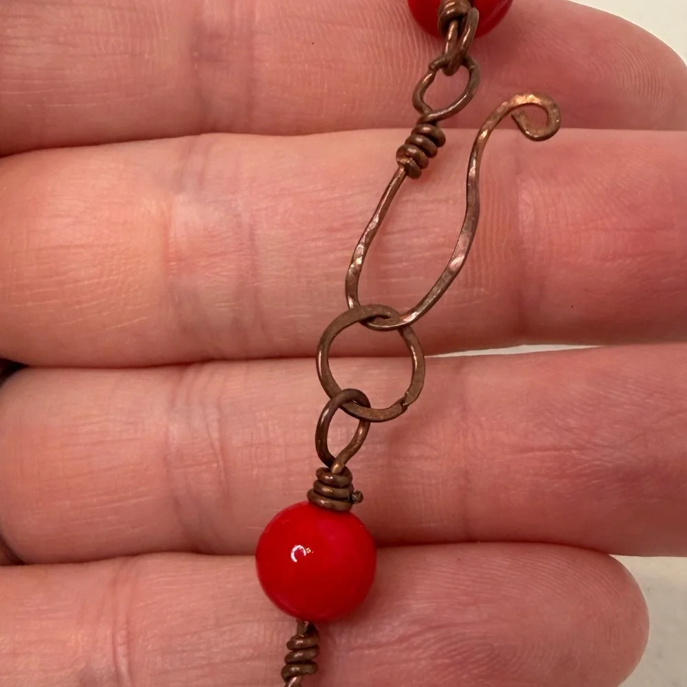 Handmade Beaded‎ Copper Wire Wrap Bracelet Anklet Hammered Boho Fairy Indie